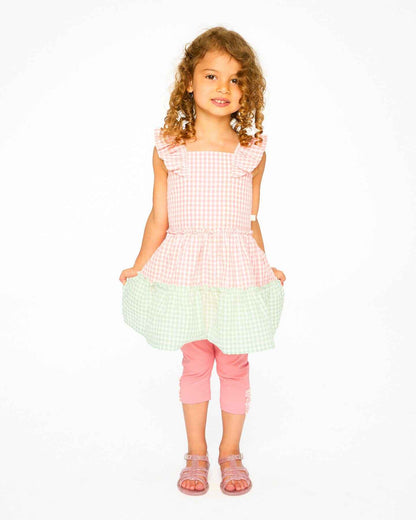 Tunic And Organic Cotton Capri Set Coral Gingham And Coral