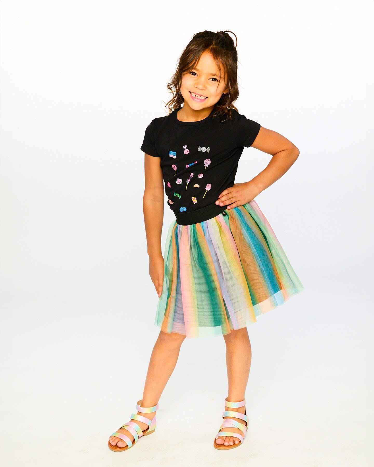 Printed Mesh Skirt Multicolored