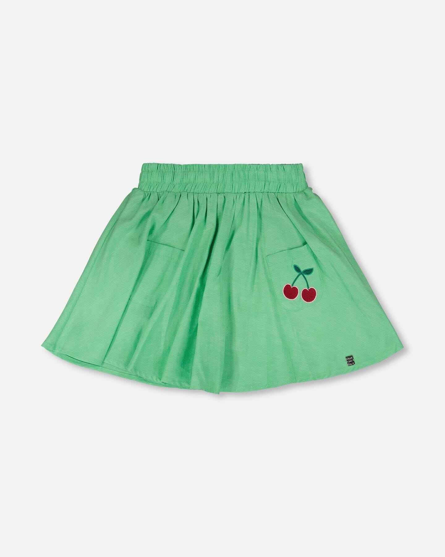 Organic Cotton Skort With Embroidery Green