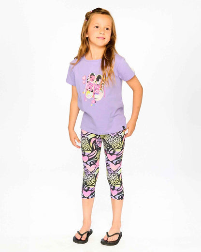 Organic Cotton Jersey T-Shirt Mauve With Sneakers