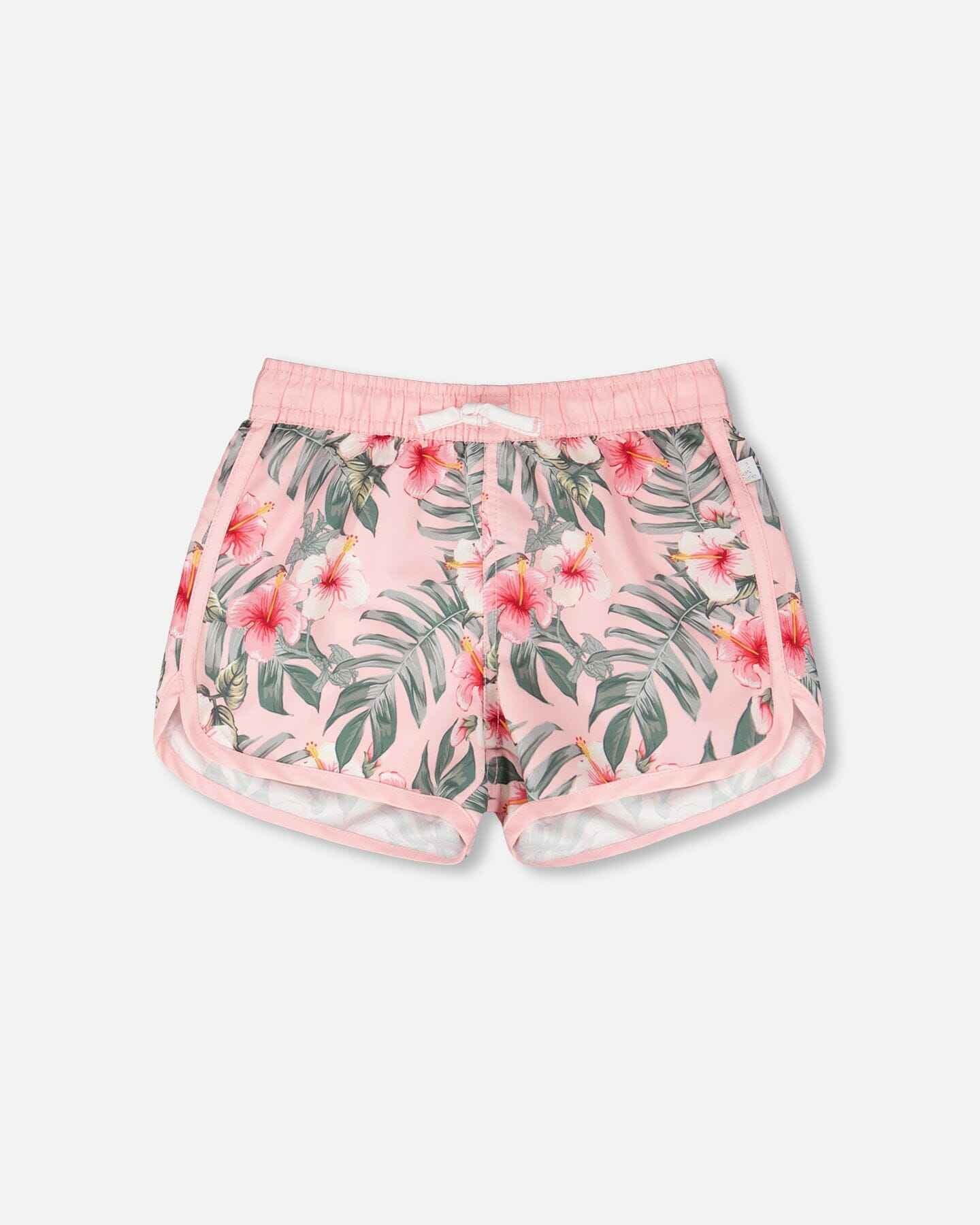 Swim Shorts Pink Hibiscus Print