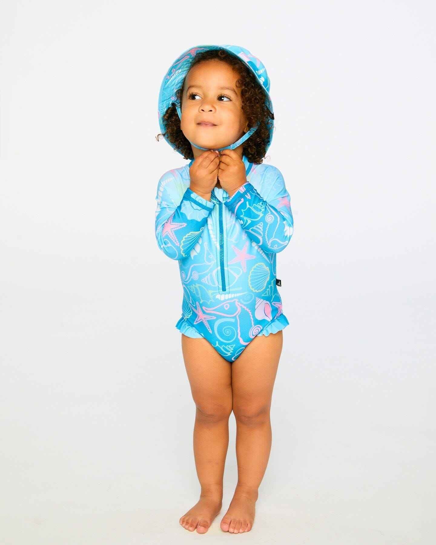 Beach Hat Blue Shell Print