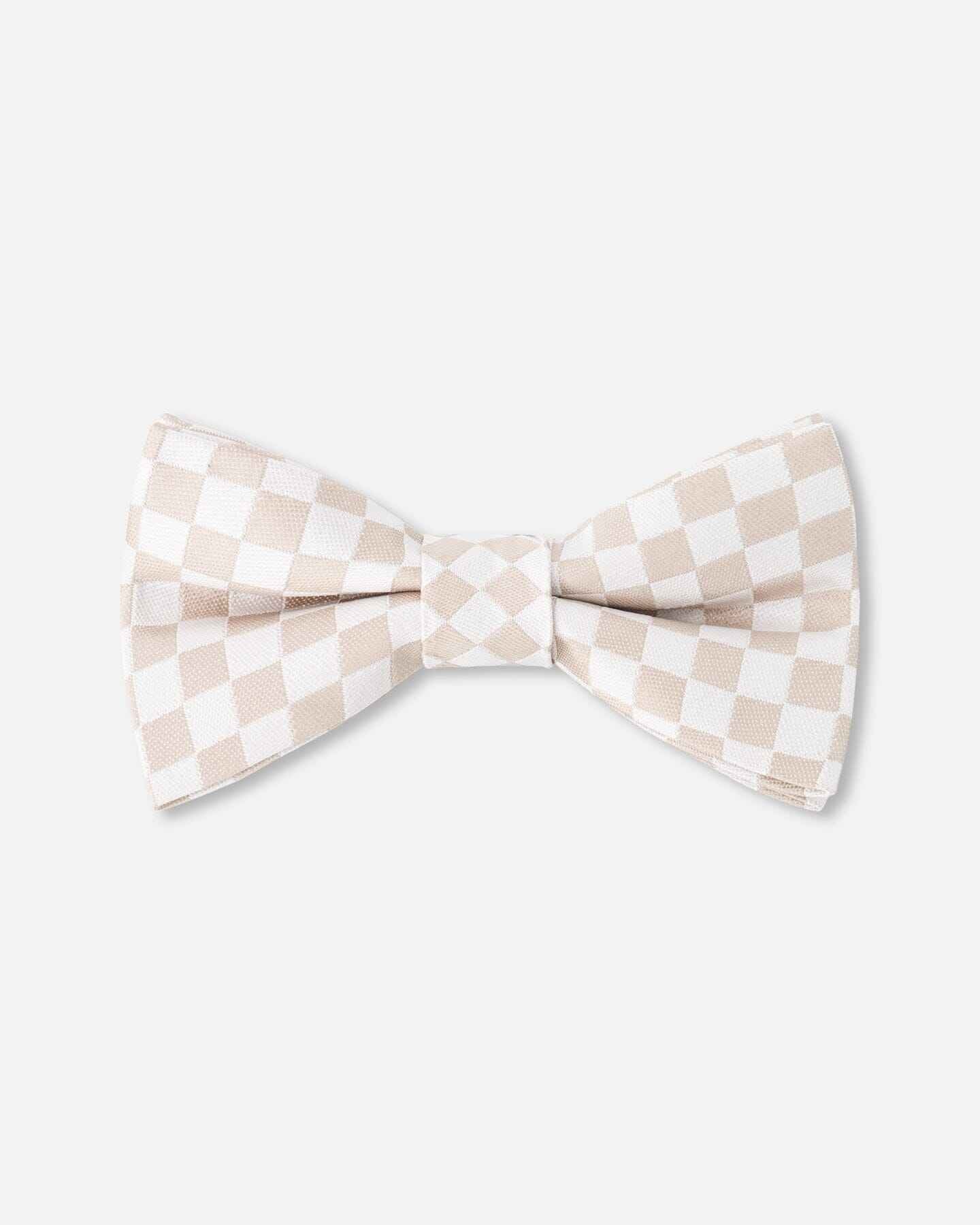 Bow Tie White And Sand Check