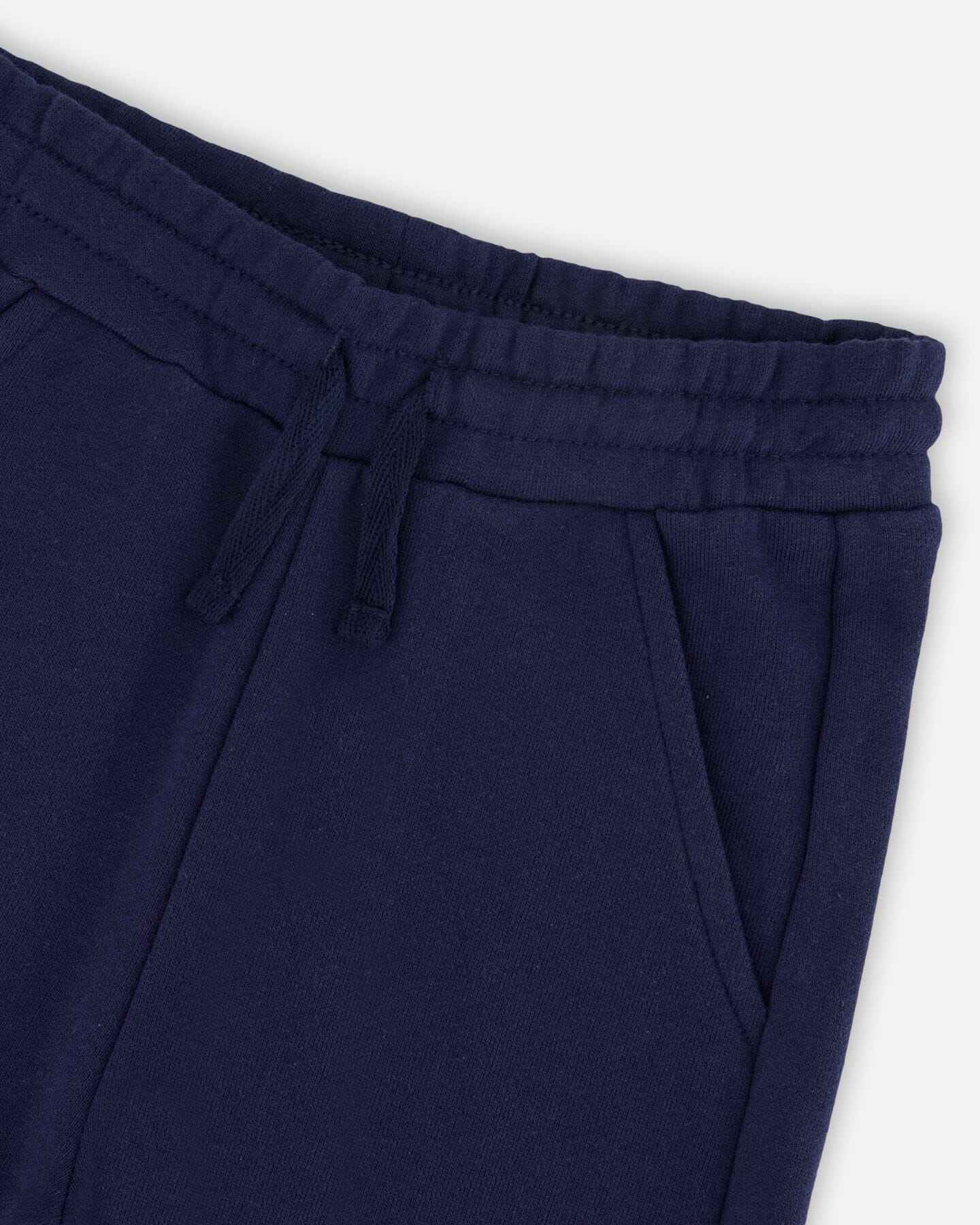 French Terry Sweatpants With Cargo Pocket Dark Blue