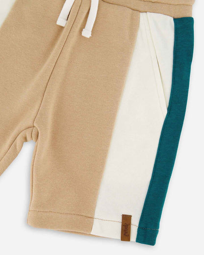 Sporty French Terry Shorts Beige