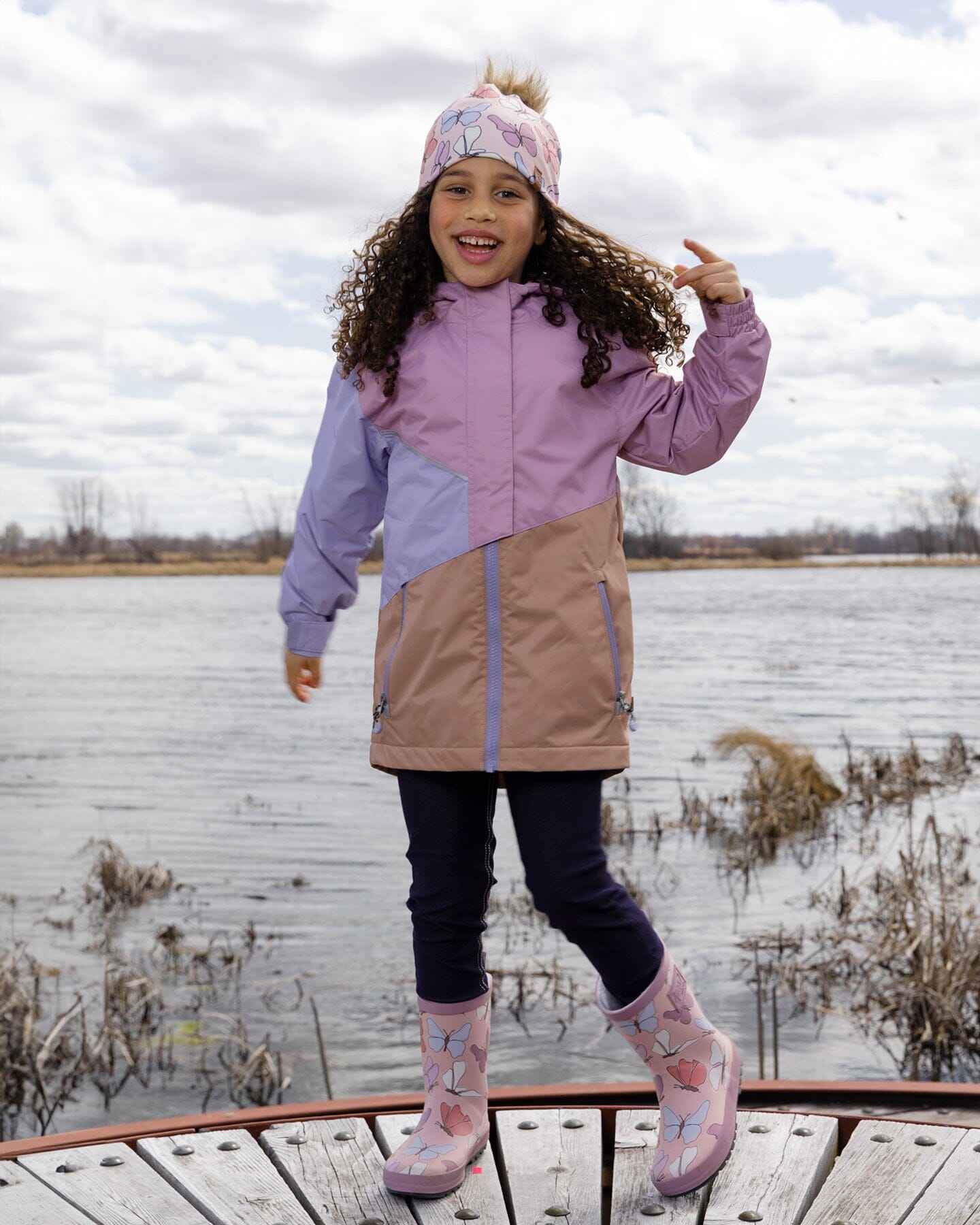 Rain Boots In Natural Rubber Pink Butterfly Print