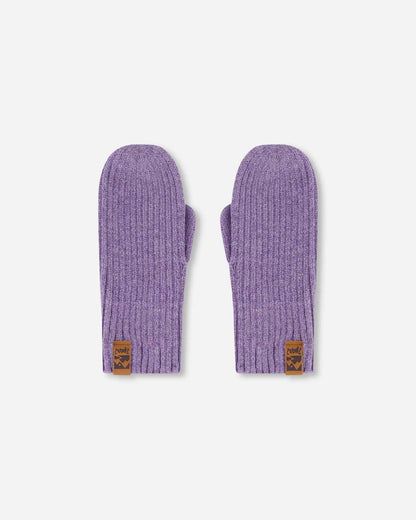 Ribbed Knit Mittens Lavender
