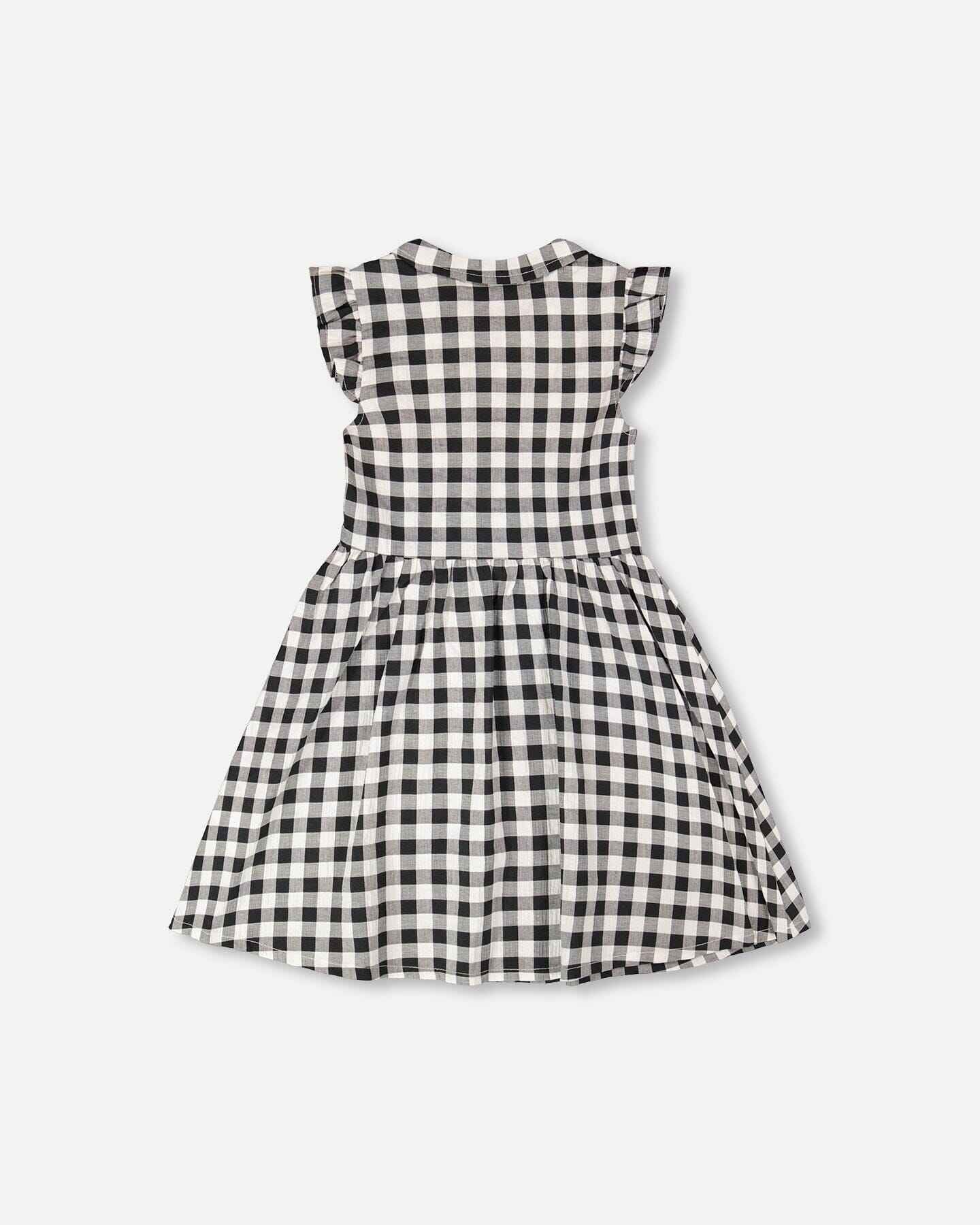 Sleeveless Button Down Dress Black Gingham