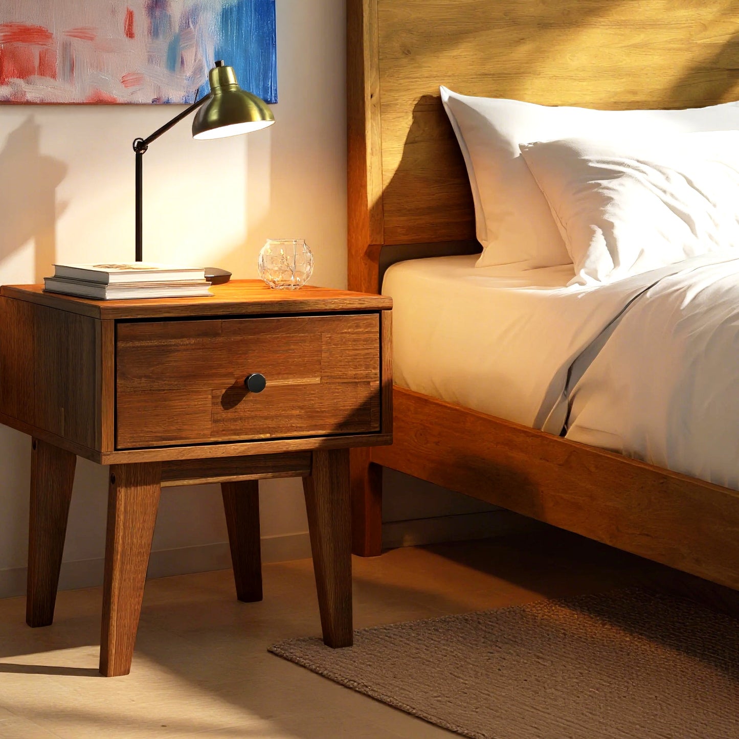 Sofia 1-Drawer Solid Wood Nightstand