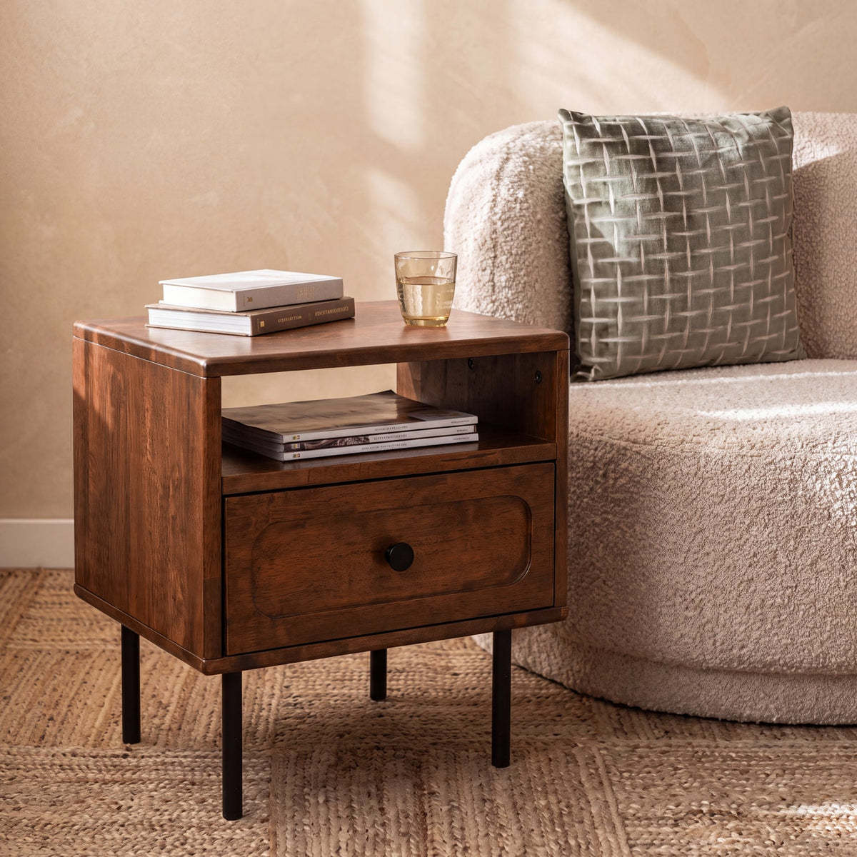 Savana Single Drawer Solid Wood Nightstand