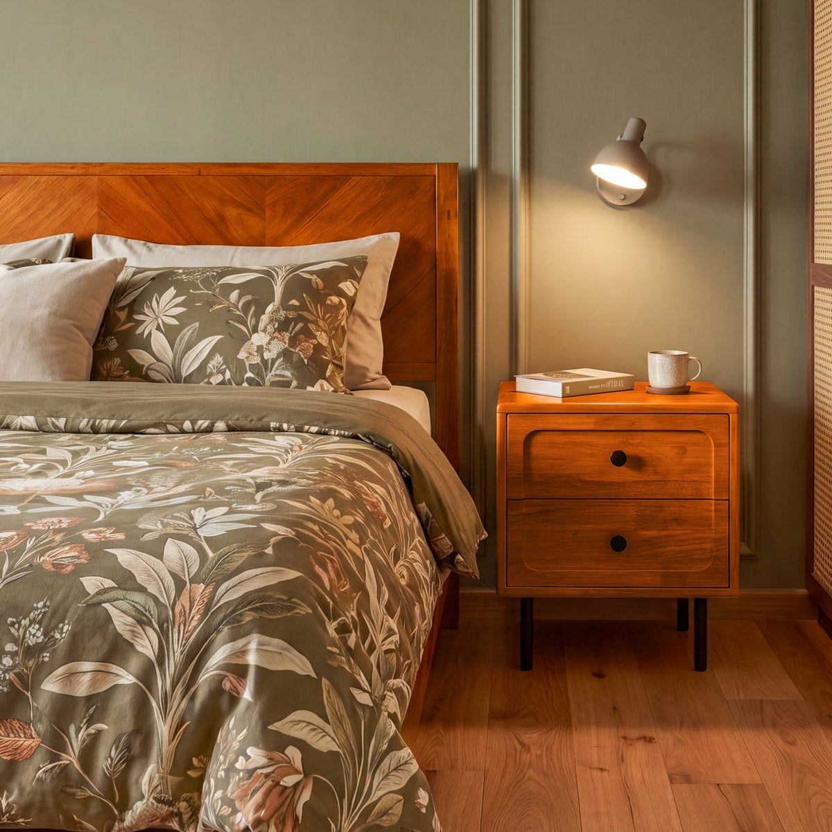 Savana Two Drawers Solid Wood Nightstand