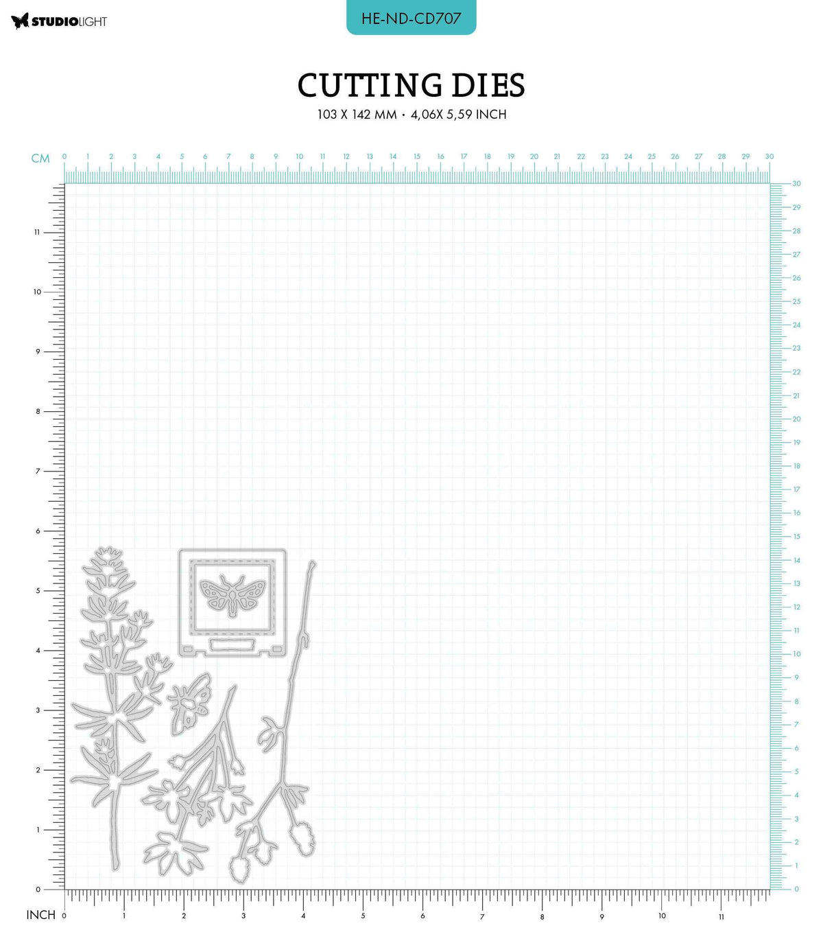 HEN Cutting Dies Long Botanical Twigs Natures Dream 103x142x1mm 8 PC nr.707
