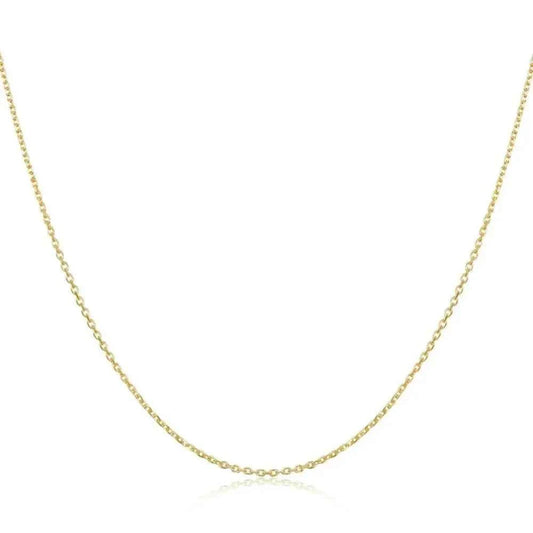 Authentic Gold Color 925 Sterling Silver Basic Cable Chain Necklace - Sca016