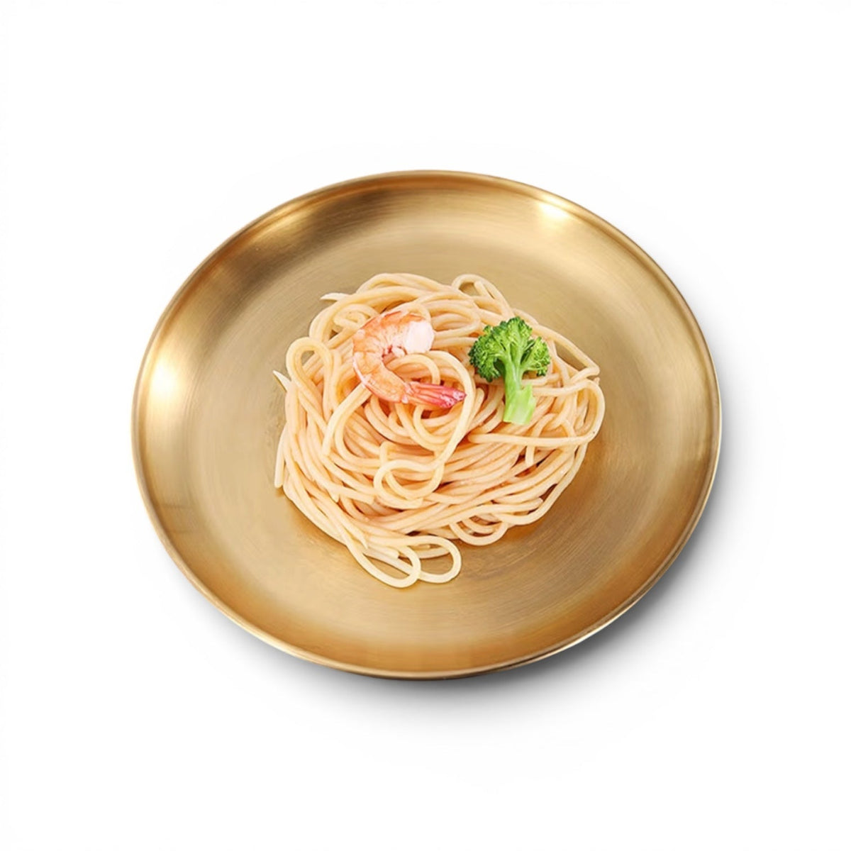 Brushed Gold Stainless Steel Round Serving Plate & Charger