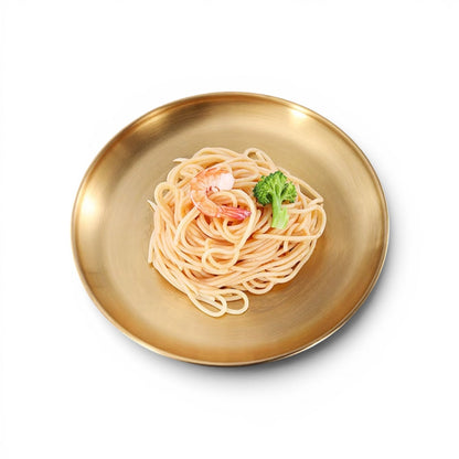 Brushed Gold Stainless Steel Round Serving Plate & Charger