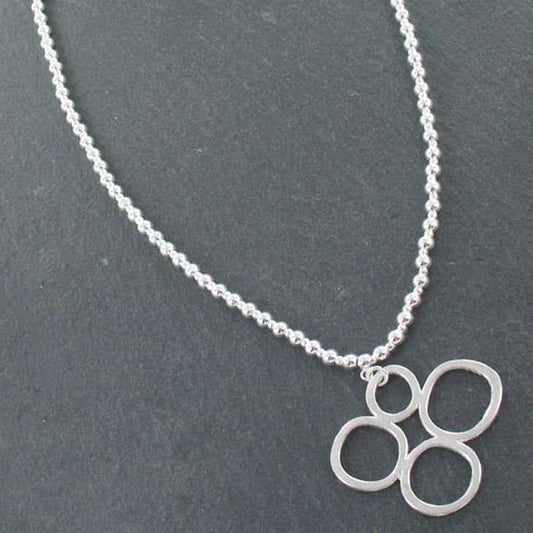 Silver Ball Necklace With Bubble Pendant In Silver Plate