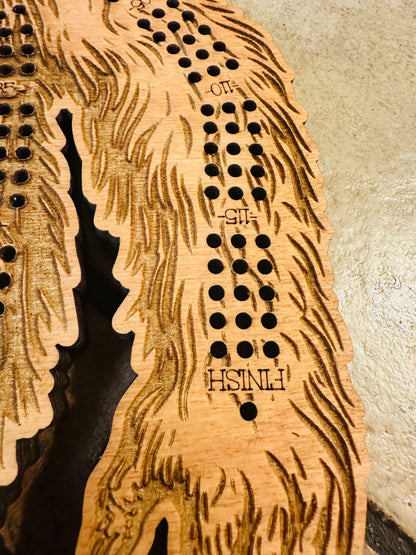 Sasquatch 3 player Cribbage Board,Approximately 12 in. tall