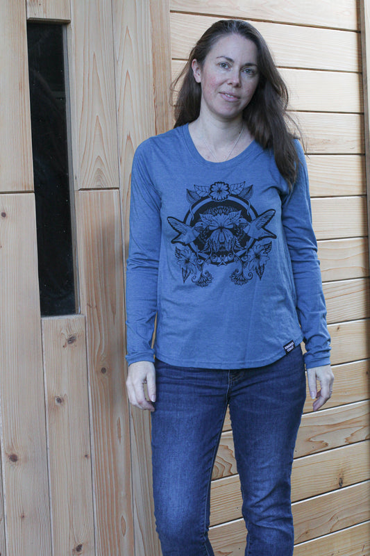 HUMMINGBIRD - Women's Eco Long Sleeve Tee - Heather Teal