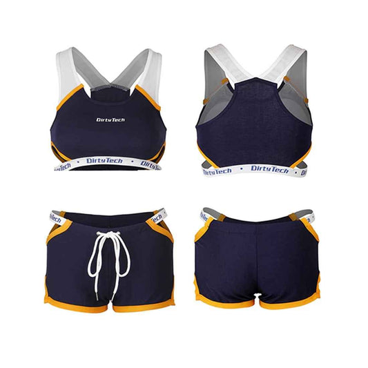 Anime Style Boxing Running Sexy Sports Activewear Set Hollow Tank Top with Shorts