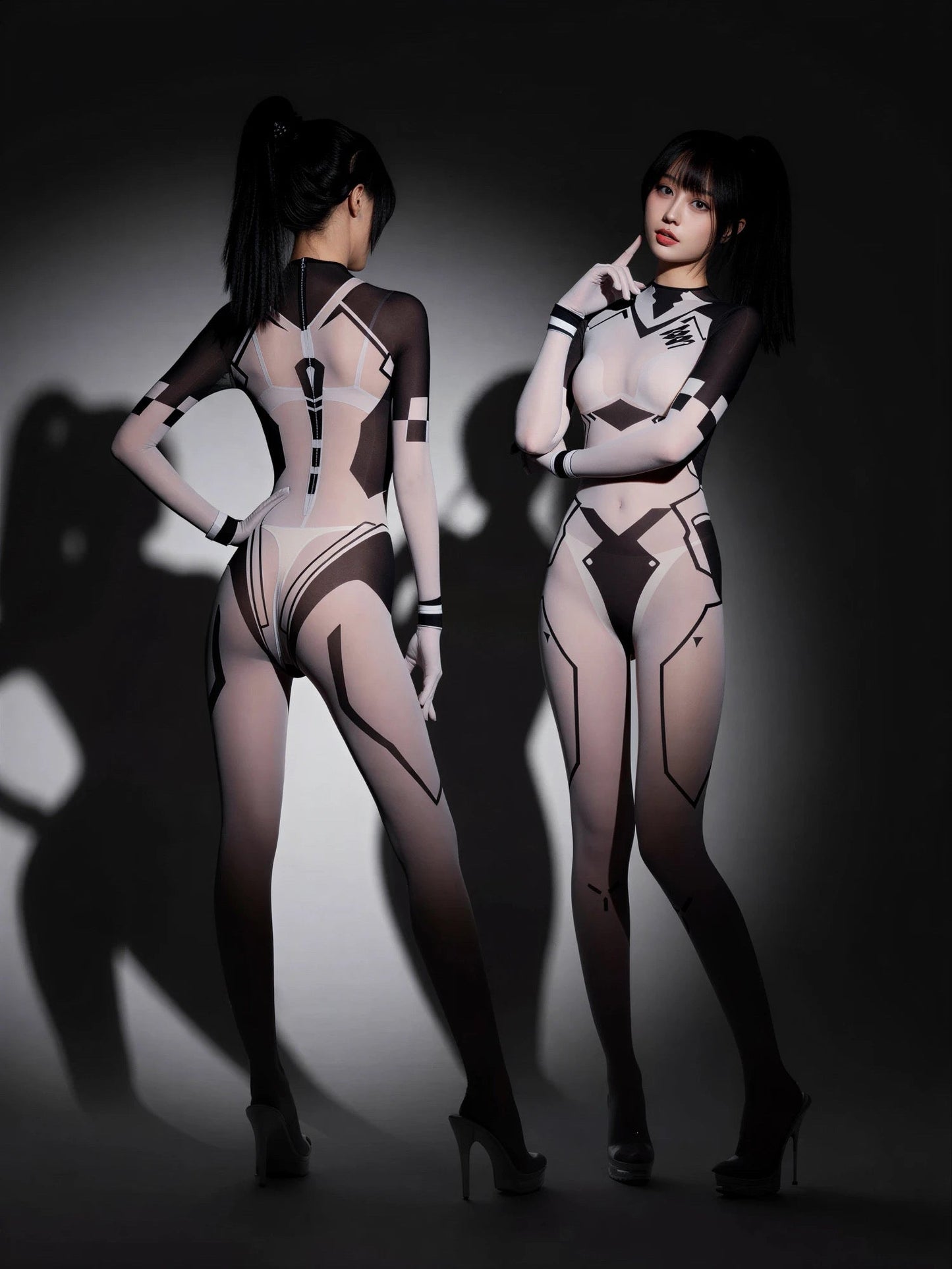 Cyber-Elegance 10D Ultra-Sheer Bodystocking | Anime-Inspired Sci-Fi Silhouette