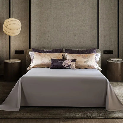 Imperial Orchid Brocade Embroidered 1000 TC Cotton Duvet Set - Ivory