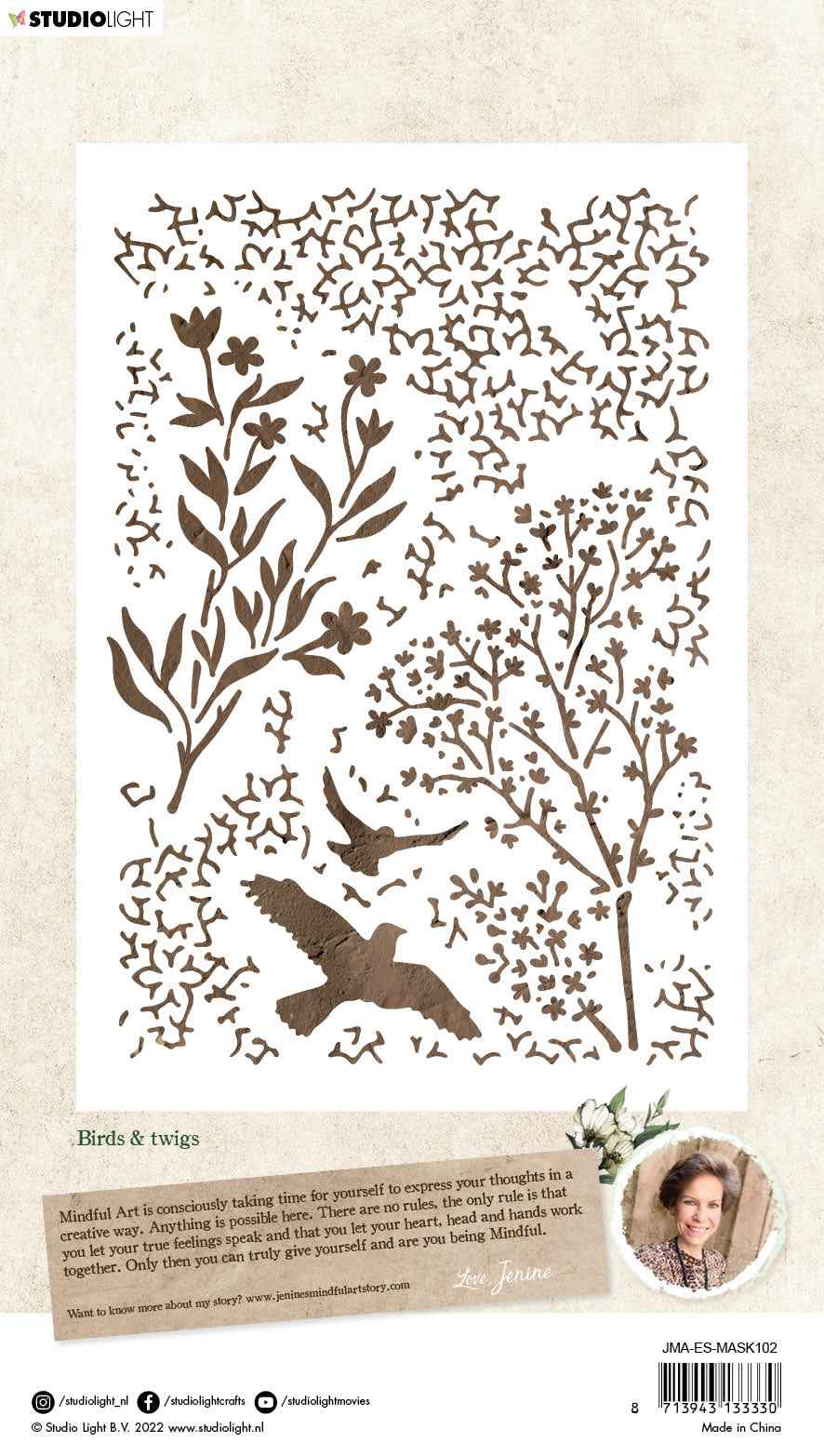 JMA Mask Birds & Twigs Essentials 148x210x1mm 1 PC nr.102