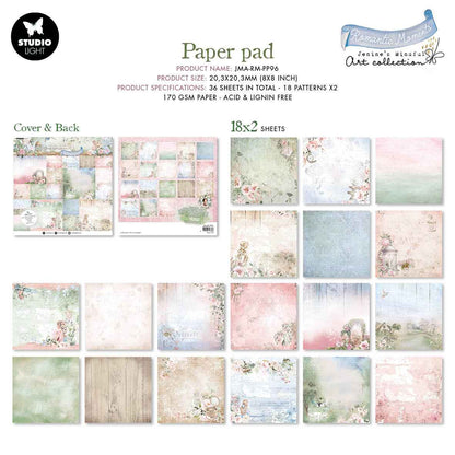 JMA Paper Pad Background Patterns Romantic Moments 203x203x9mm 36 SH nr.96