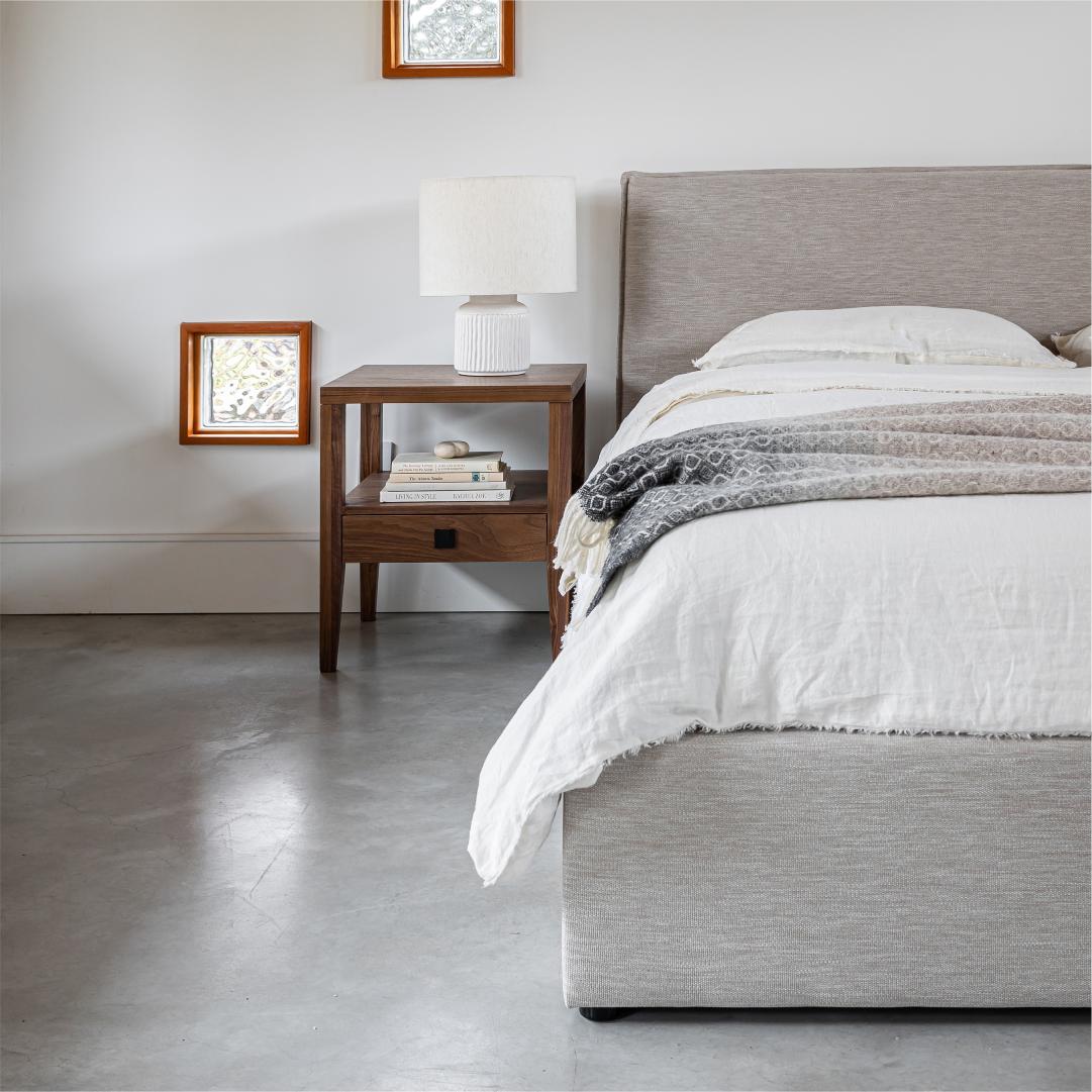 Seine Upholstered Storage Bed - Sand