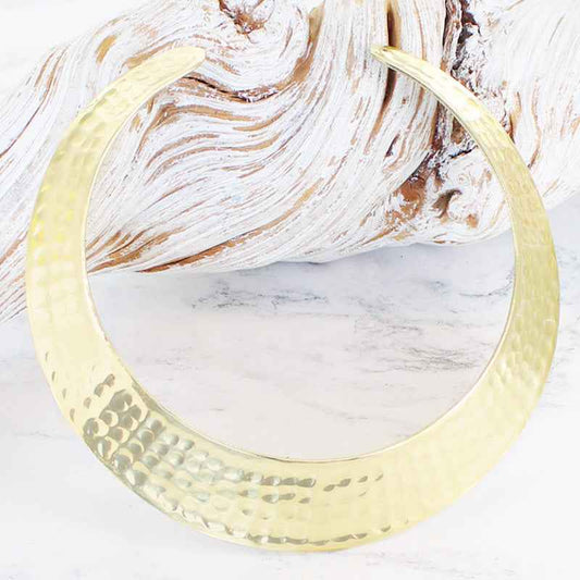 Beaten Metal Collar Necklace - Gold Colour
