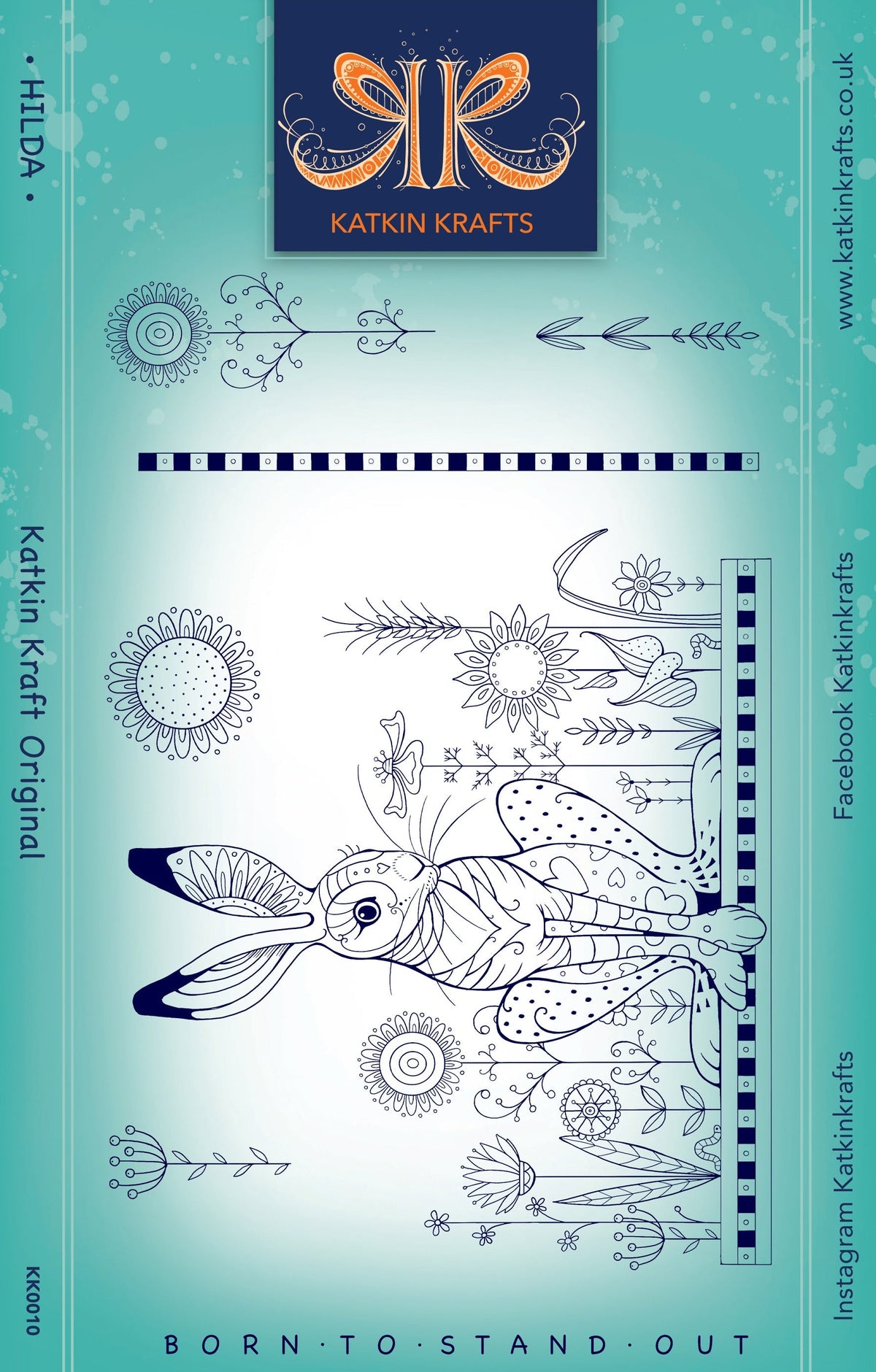 Katkin Krafts Hilda 6 in x 8 in Clear Stamp Set