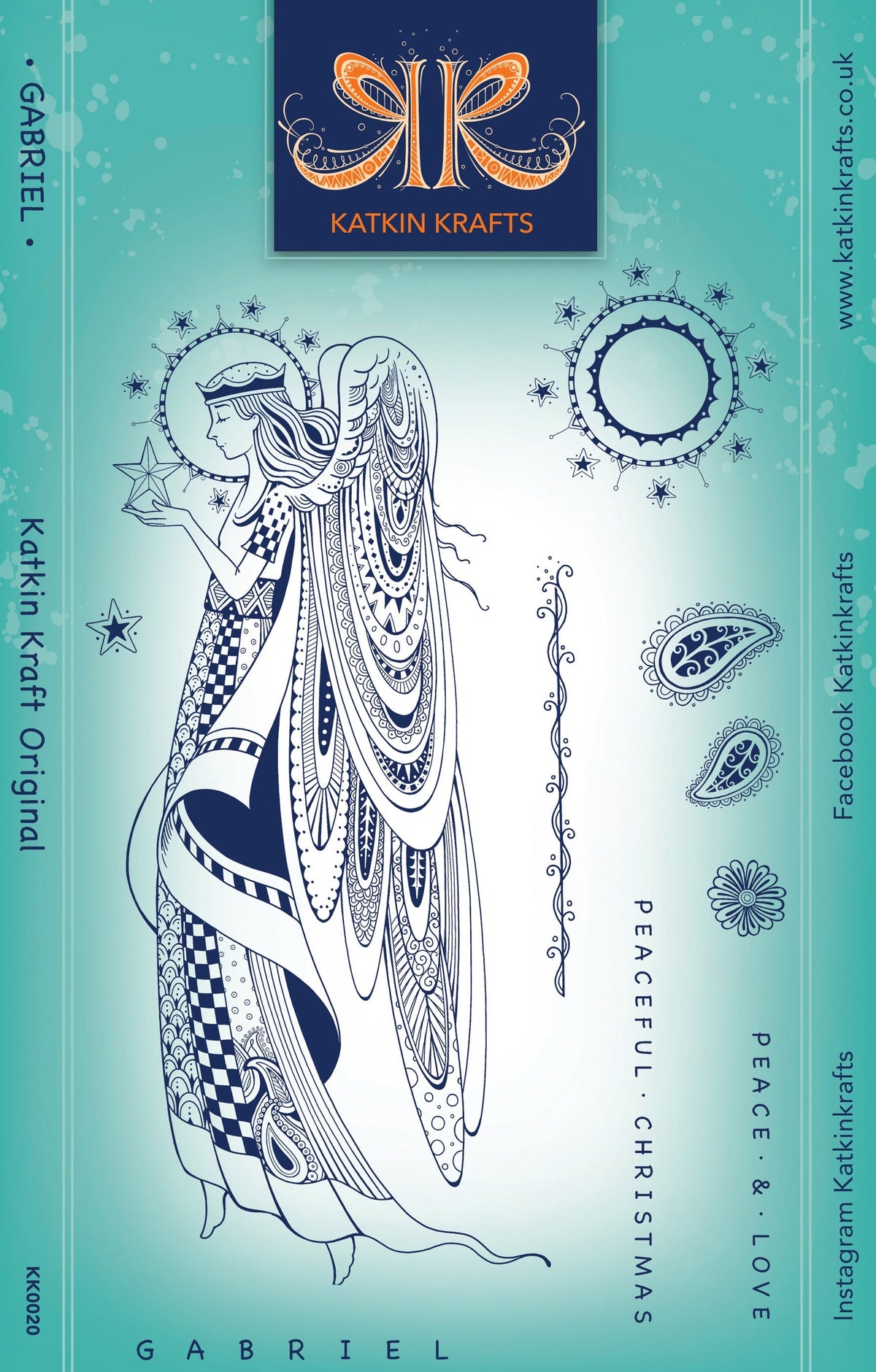 Katkin Krafts Gabriel 6 in x 8 in Clear Stamp Set