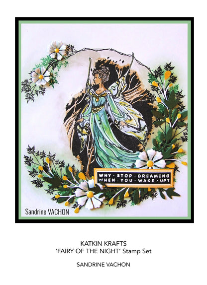 Katkin Krafts Fairy Of the Night 6 in x 8 in Clear Stamp Set