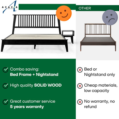 [Buy 1 Get 1] Kaylin Solid Wood Bed Frame & Nightstand