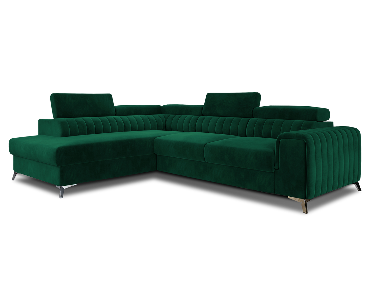 Laurence Sectional Storage Sleeper Chaise Sofa - Green