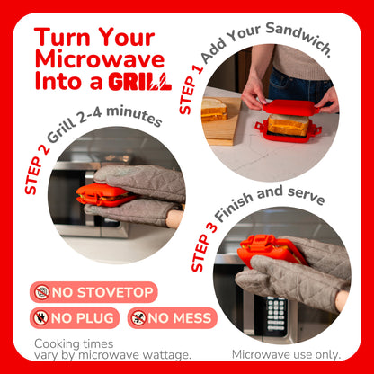 Micro Grill Classic™ Toastie Maker, Microwave Grill, Sandwich Toaster, 3 Minute Grilled Cheese, Crispy, Panini Press, Dishwasher Safe, Office, Home, Travel & School Dorms