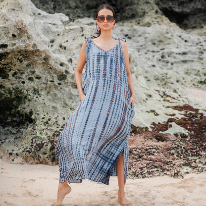 Simple Bone Tie Dye Dress - Grey