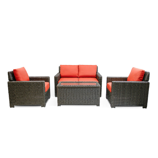 Laguna Point 5-Piece Wicker Outdoor Conversational Loveseat Set - AURABAGS SHOP