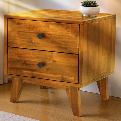Silvia 2-Drawer Solid Wood Nightstand