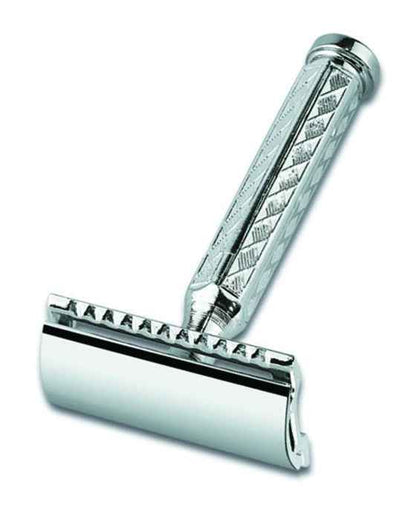 Merkur 42C 3-Piece DE Safety Razor, Closed Comb, Classic 1906 Etched Handle, Chrome