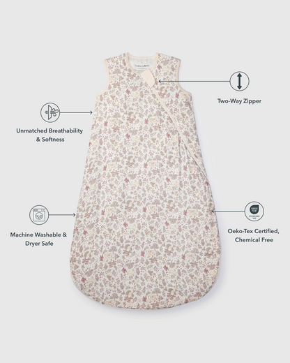 Baby Bamboo Muslin Sleep Sack 0.5 TOG - Hedgehog Forest
