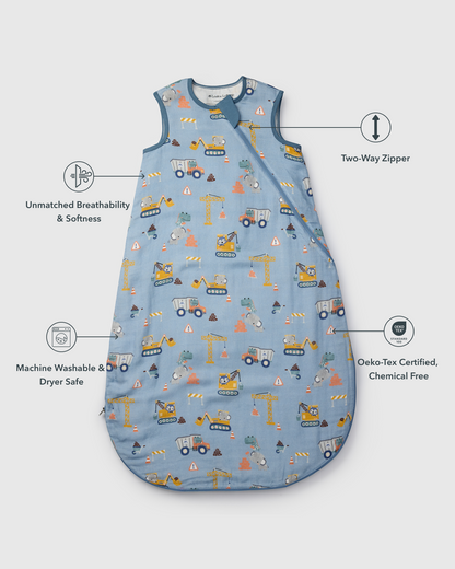 Baby Bamboo Muslin Sleep Sack 0.5 TOG - Tiny Engineers