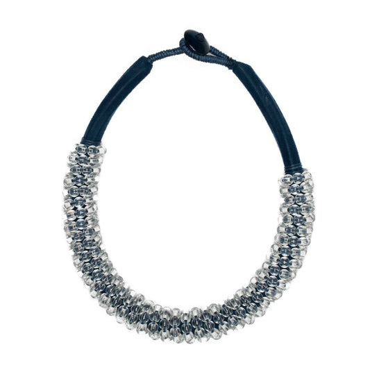 Short Glass Bead & Fabric Wrap Choker