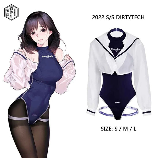 Anime Style JK One Piece Swimsuit with Jacket Spandex Racing Suit Wet Suit