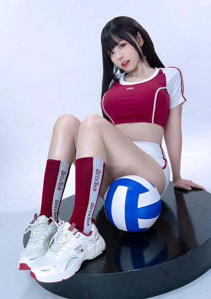 Anime Style 3-Piece Short Gymnastics Uniform Volleyball Sports Activewear