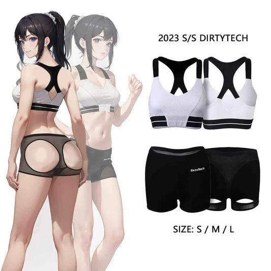 Anime Style 2-Piece Short Gymnastics Uniform Sports Tank Top with Sexy Cutout Shorts