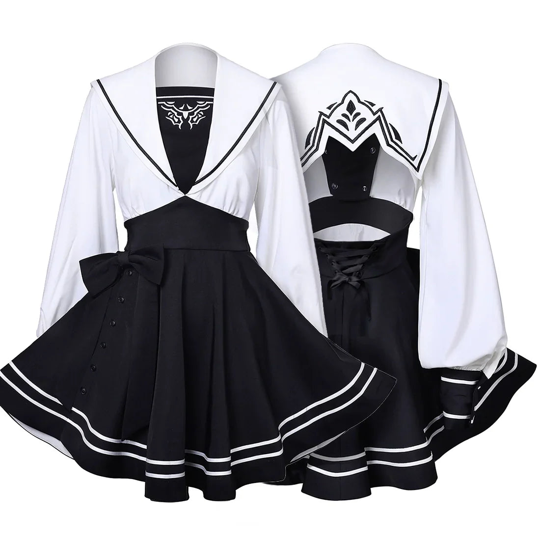 2B Cosplay Dress Halloween Costume Set Anime Sailor Style Costume