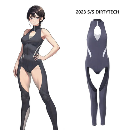 Anime Style the Grey Shark Jumpsuit Yoga Pants Full Body Sexy Fitness Active Wear
