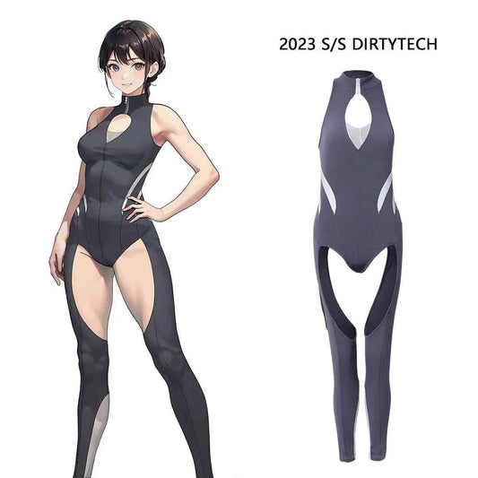 Anime Style the Grey Shark Jumpsuit Yoga Pants Full Body Sexy Fitness Active Wear