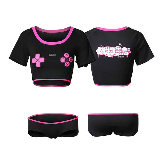 Anime eSports Gaming Style Crop Top with Low Rise Shorts Cosplay Costume Set