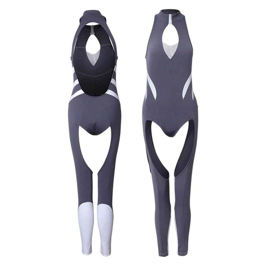 Anime Style the Grey Shark Jumpsuit Yoga Pants Full Body Sexy Fitness Active Wear